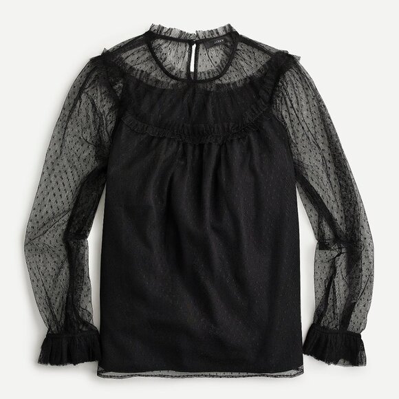 J.Crew Ruffle-trim Top in Dot Tulle - Picture 1 of 4